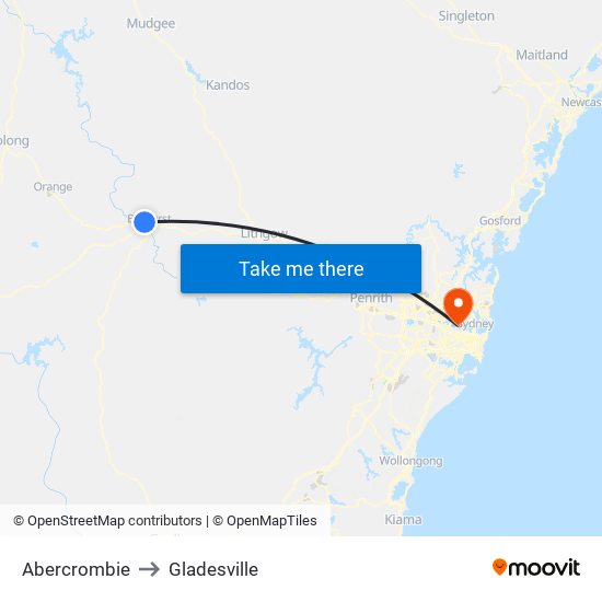 Abercrombie to Gladesville map