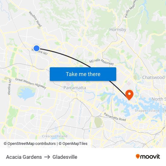 Acacia Gardens to Gladesville map