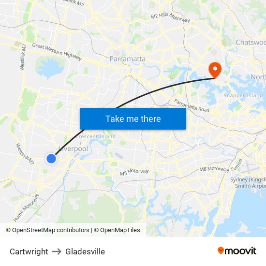 Cartwright to Gladesville map