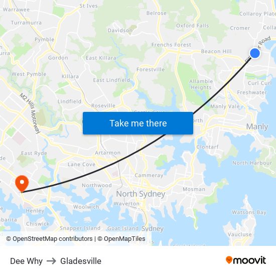 Dee Why to Gladesville map