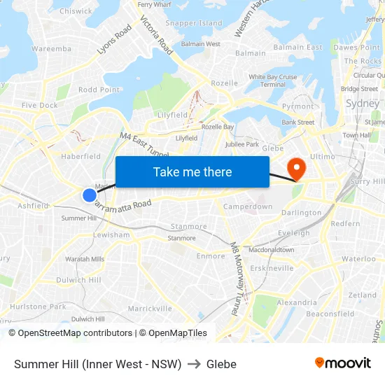 Summer Hill (Inner West - NSW) to Glebe map