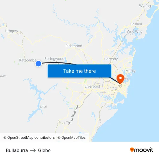 Bullaburra to Glebe map
