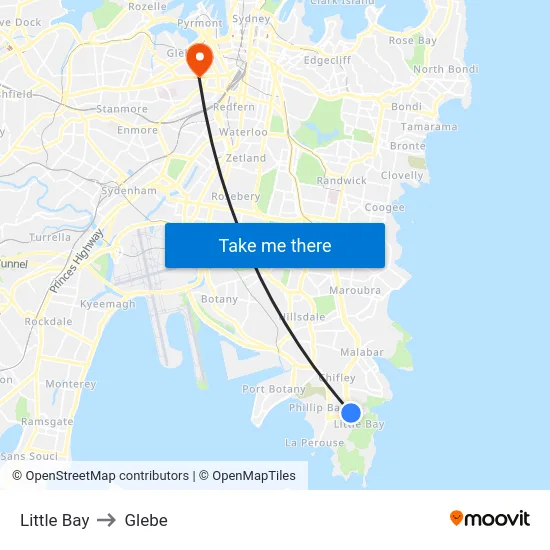 Little Bay to Glebe map
