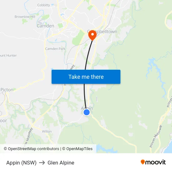 Appin (NSW) to Glen Alpine map