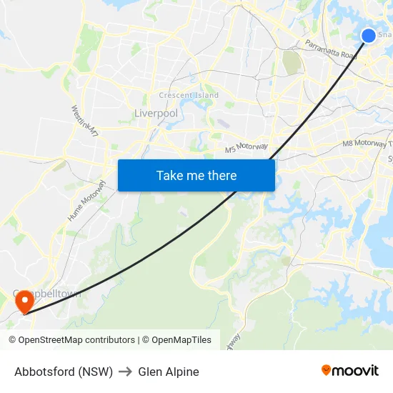 Abbotsford (NSW) to Glen Alpine map