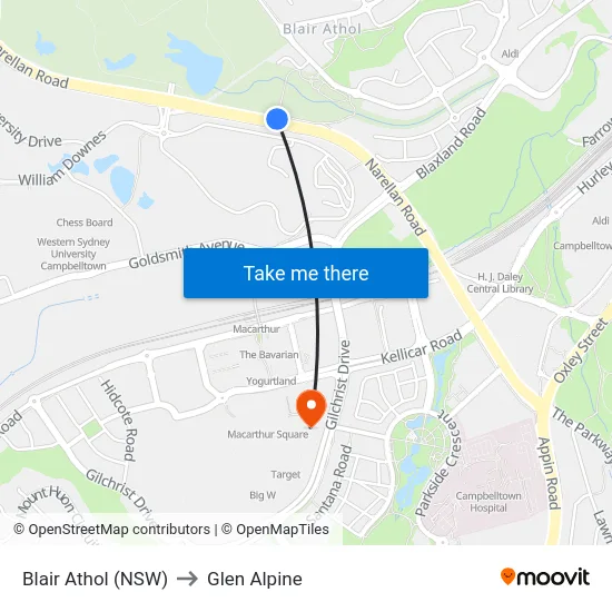 Blair Athol (NSW) to Glen Alpine map