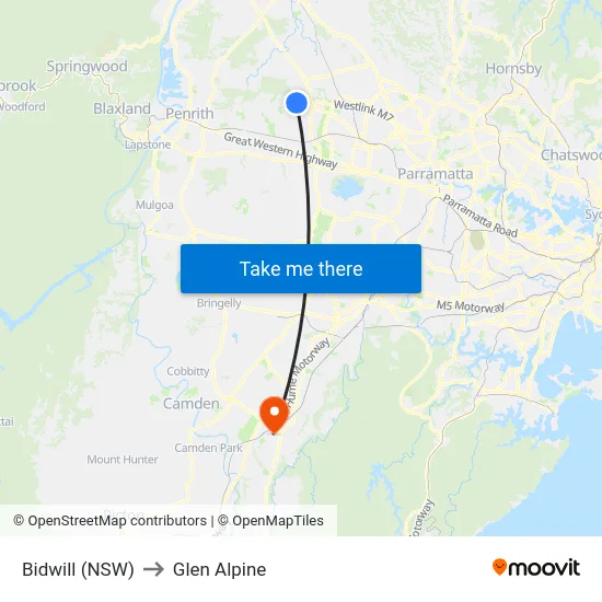 Bidwill (NSW) to Glen Alpine map