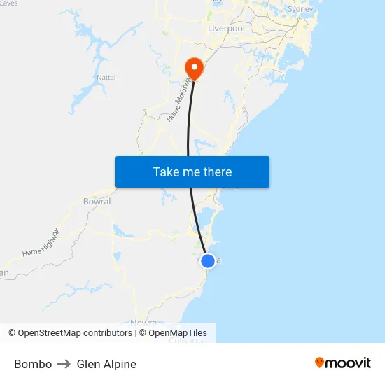 Bombo to Glen Alpine map