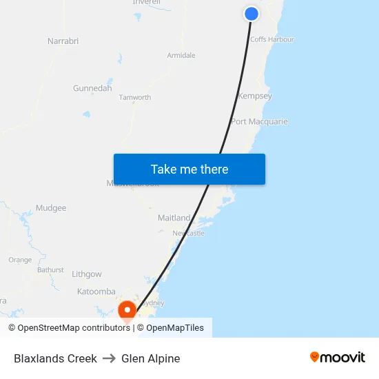 Blaxlands Creek to Glen Alpine map