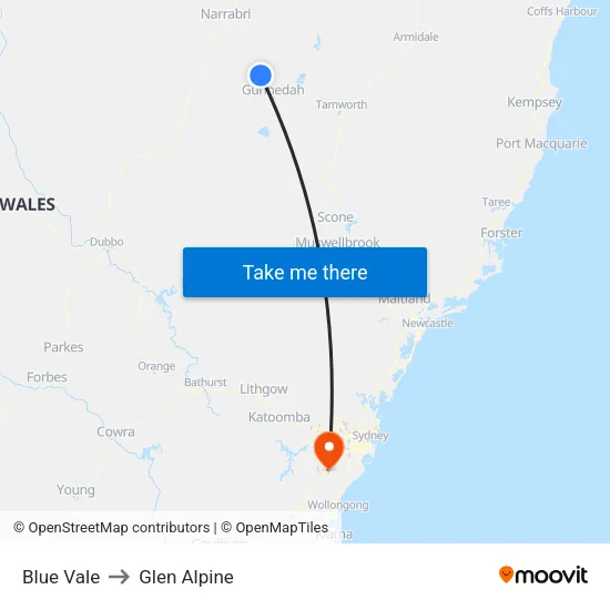 Blue Vale to Glen Alpine map
