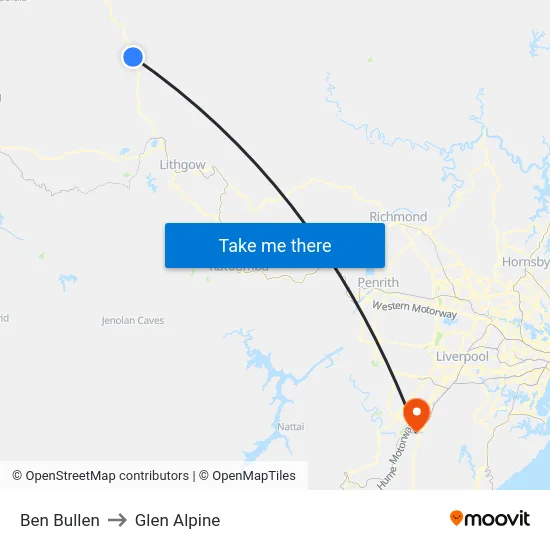 Ben Bullen to Glen Alpine map