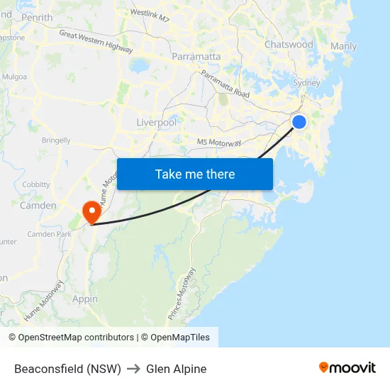 Beaconsfield (NSW) to Glen Alpine map