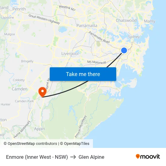 Enmore (Inner West - NSW) to Glen Alpine map