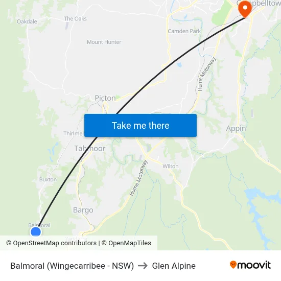 Balmoral (Wingecarribee - NSW) to Glen Alpine map