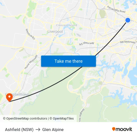 Ashfield (NSW) to Glen Alpine map