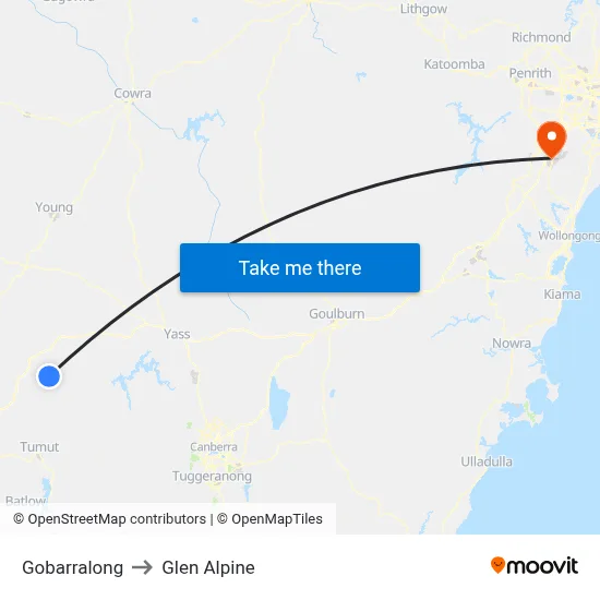 Gobarralong to Glen Alpine map
