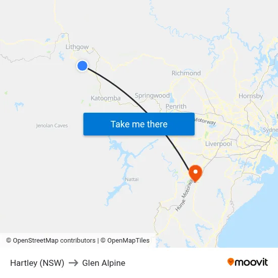 Hartley (NSW) to Glen Alpine map