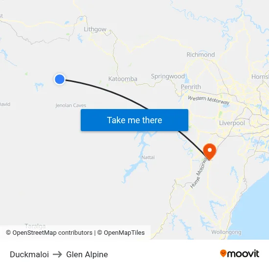 Duckmaloi to Glen Alpine map