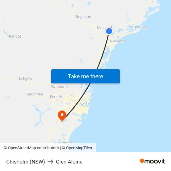 Chisholm (NSW) to Glen Alpine map