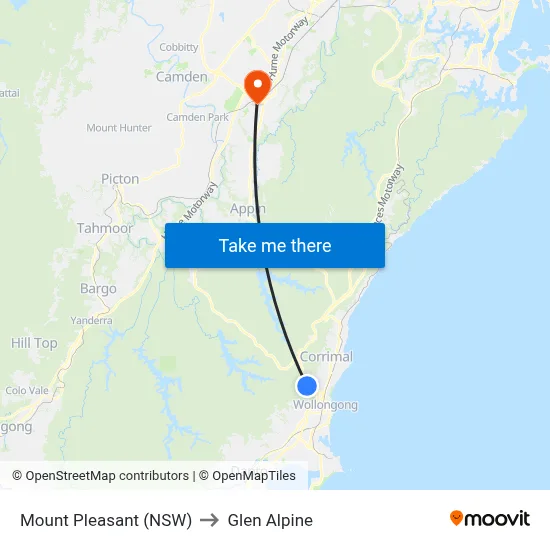 Mount Pleasant (NSW) to Glen Alpine map
