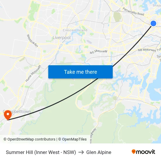 Summer Hill (Inner West - NSW) to Glen Alpine map