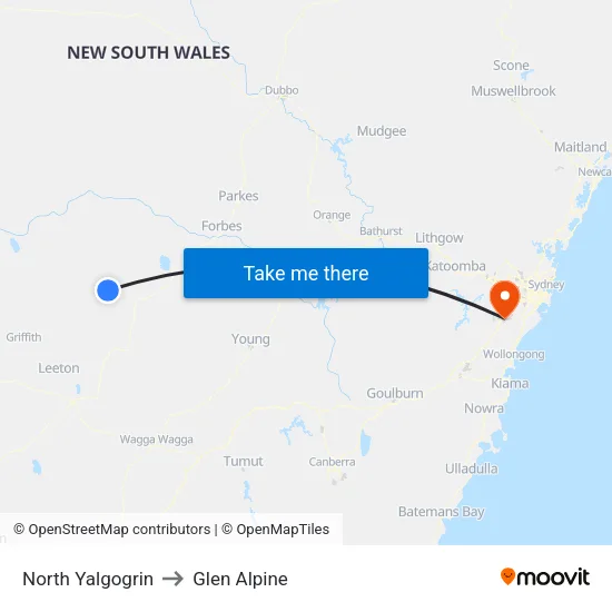 North Yalgogrin to Glen Alpine map
