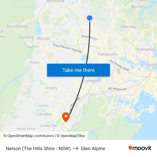 Nelson (The Hills Shire - NSW) to Glen Alpine map