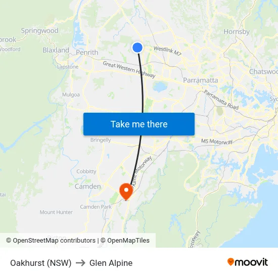 Oakhurst (NSW) to Glen Alpine map