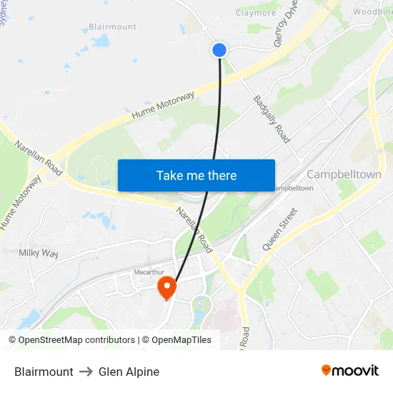 Blairmount to Glen Alpine map