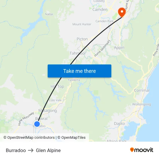 Burradoo to Glen Alpine map