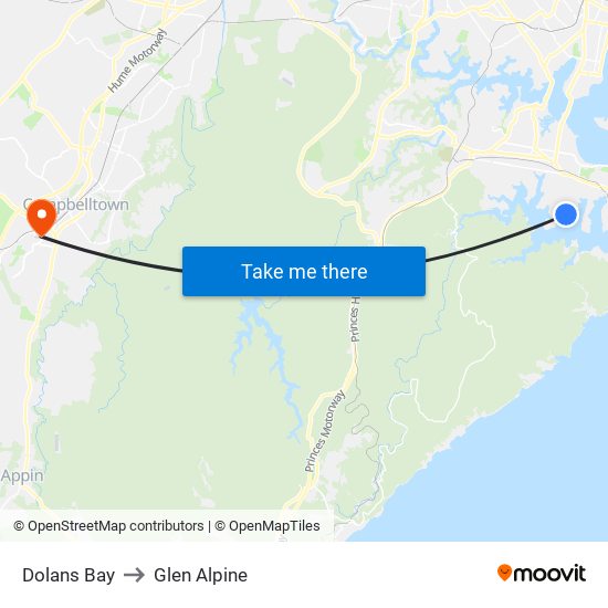 Dolans Bay to Glen Alpine map