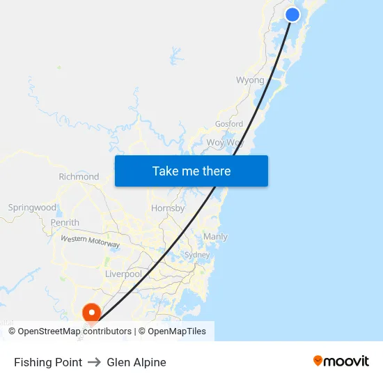 Fishing Point to Glen Alpine map