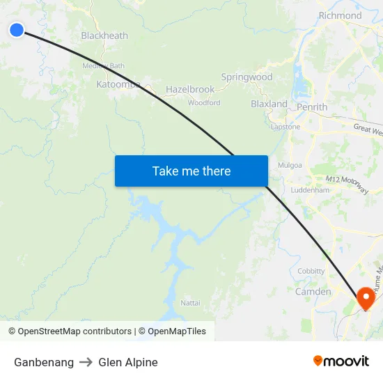 Ganbenang to Glen Alpine map