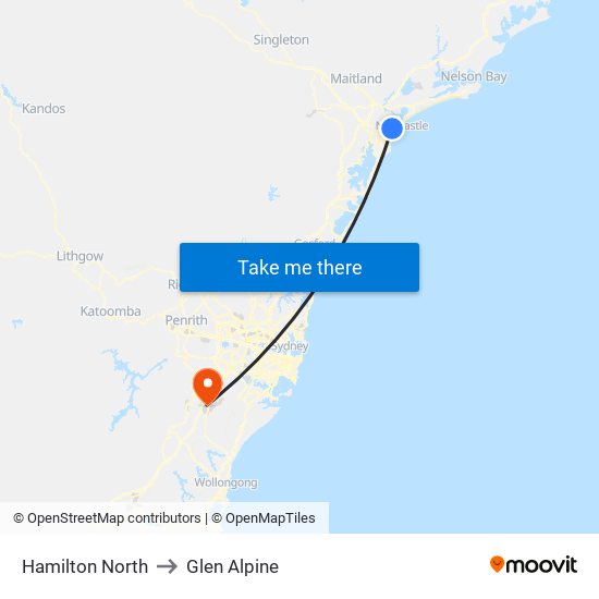 Hamilton North to Glen Alpine map