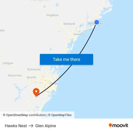 Hawks Nest to Glen Alpine map