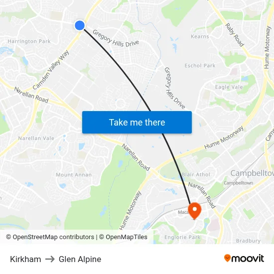 Kirkham to Glen Alpine map