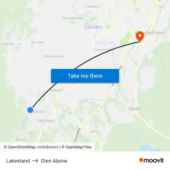 Lakesland to Glen Alpine map