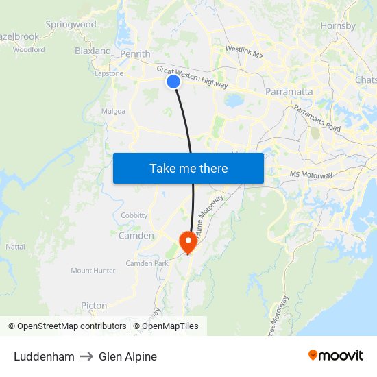 Luddenham to Glen Alpine map