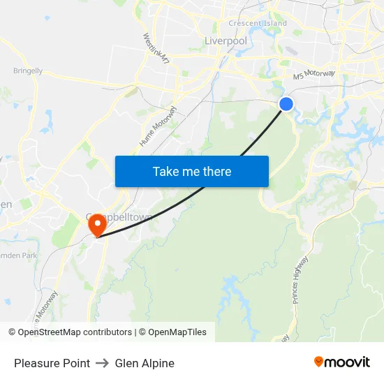 Pleasure Point to Glen Alpine map