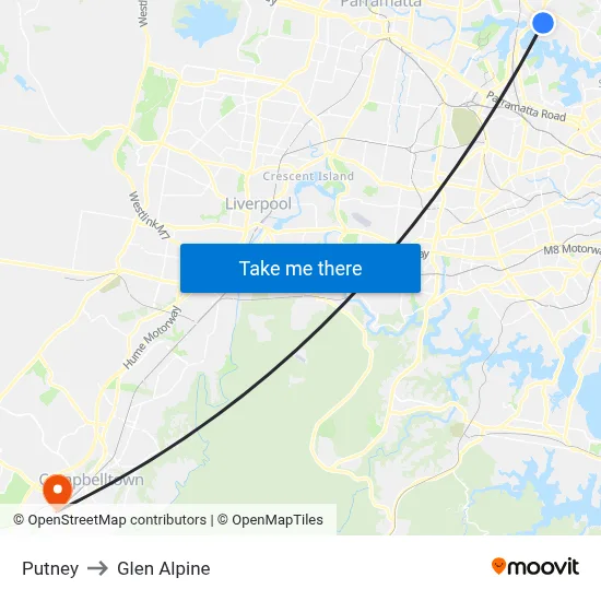 Putney to Glen Alpine map