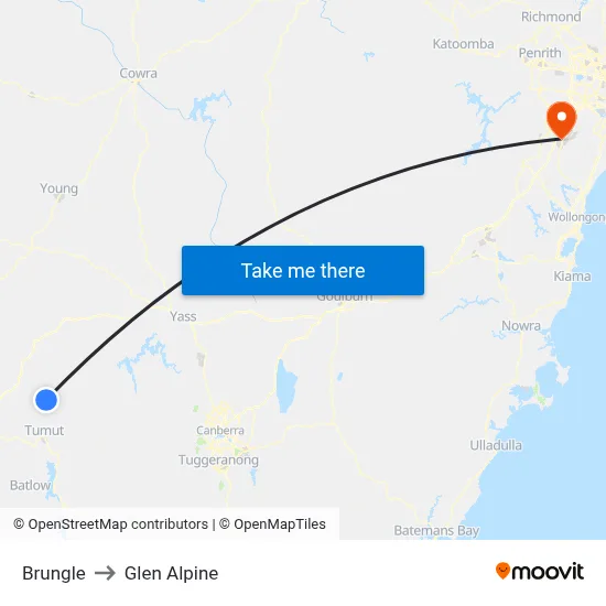 Brungle to Glen Alpine map