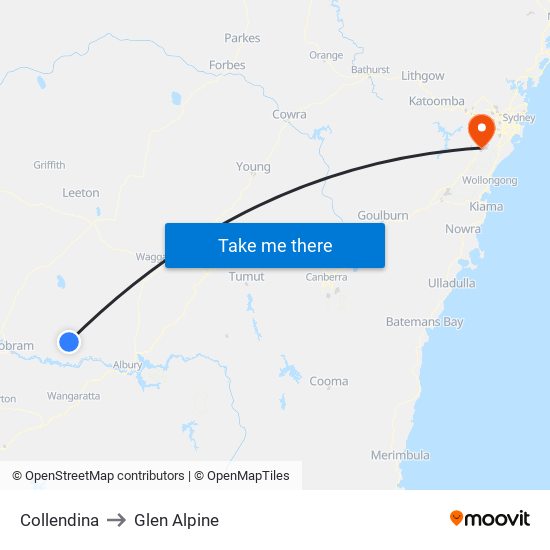 Collendina to Glen Alpine map