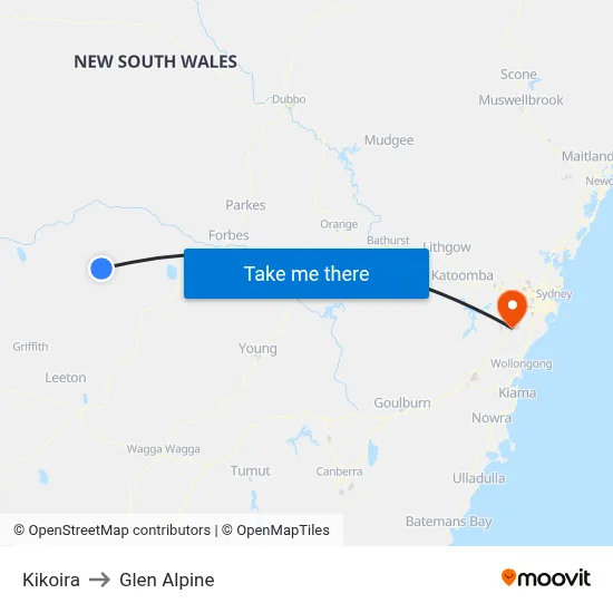 Kikoira to Glen Alpine map