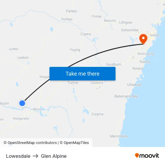 Lowesdale to Glen Alpine map