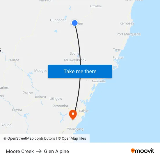 Moore Creek to Glen Alpine map