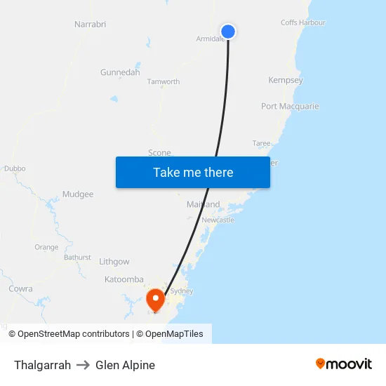 Thalgarrah to Glen Alpine map