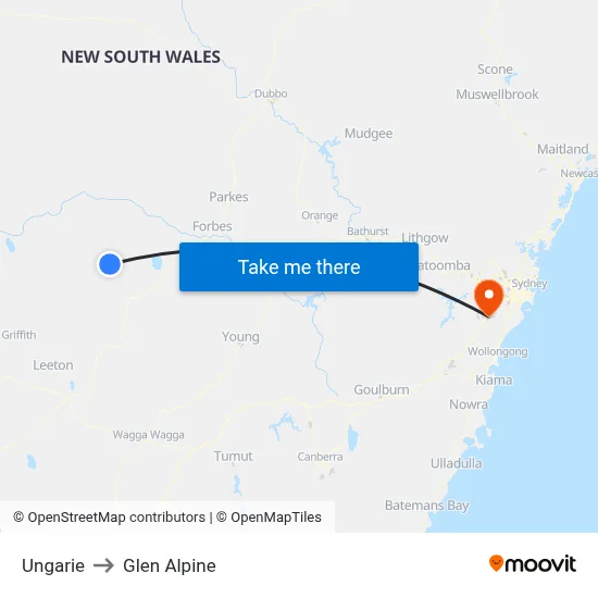 Ungarie to Glen Alpine map