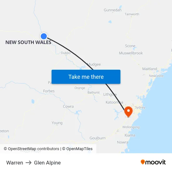 Warren to Glen Alpine map