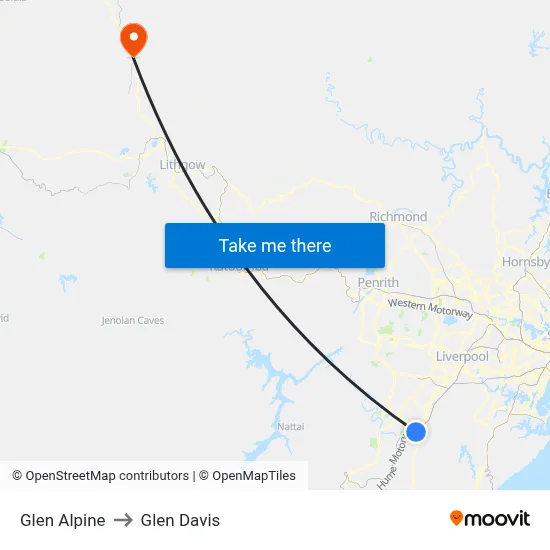 Glen Alpine to Glen Davis map
