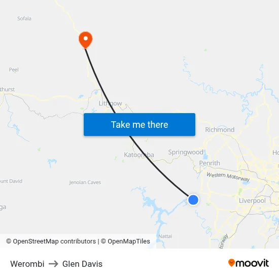 Werombi to Glen Davis map